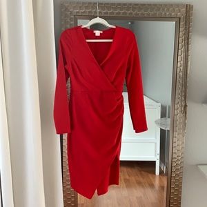 Red elegant wrap dress